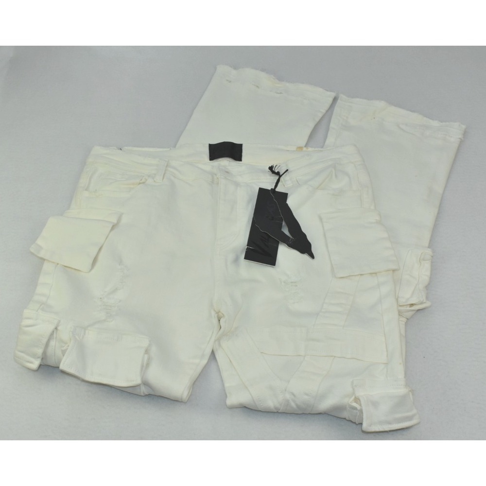 Valabasas Nova Men Jeans Size 40 Breach Stacked Flare Denim White
